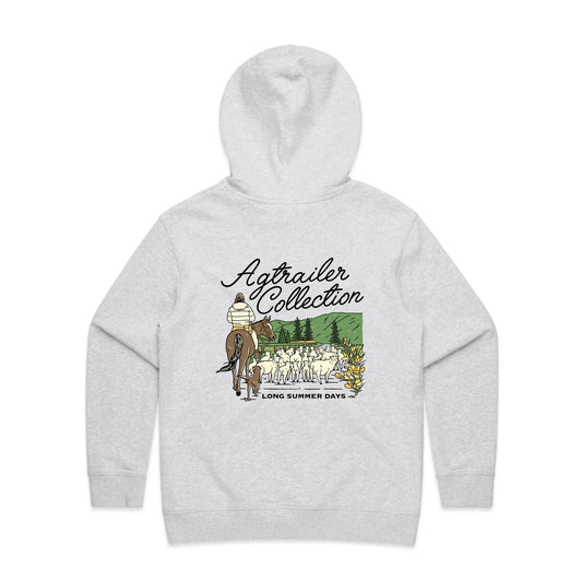 WOMEN'S Hoodie - White Marle (Long Summer Days)