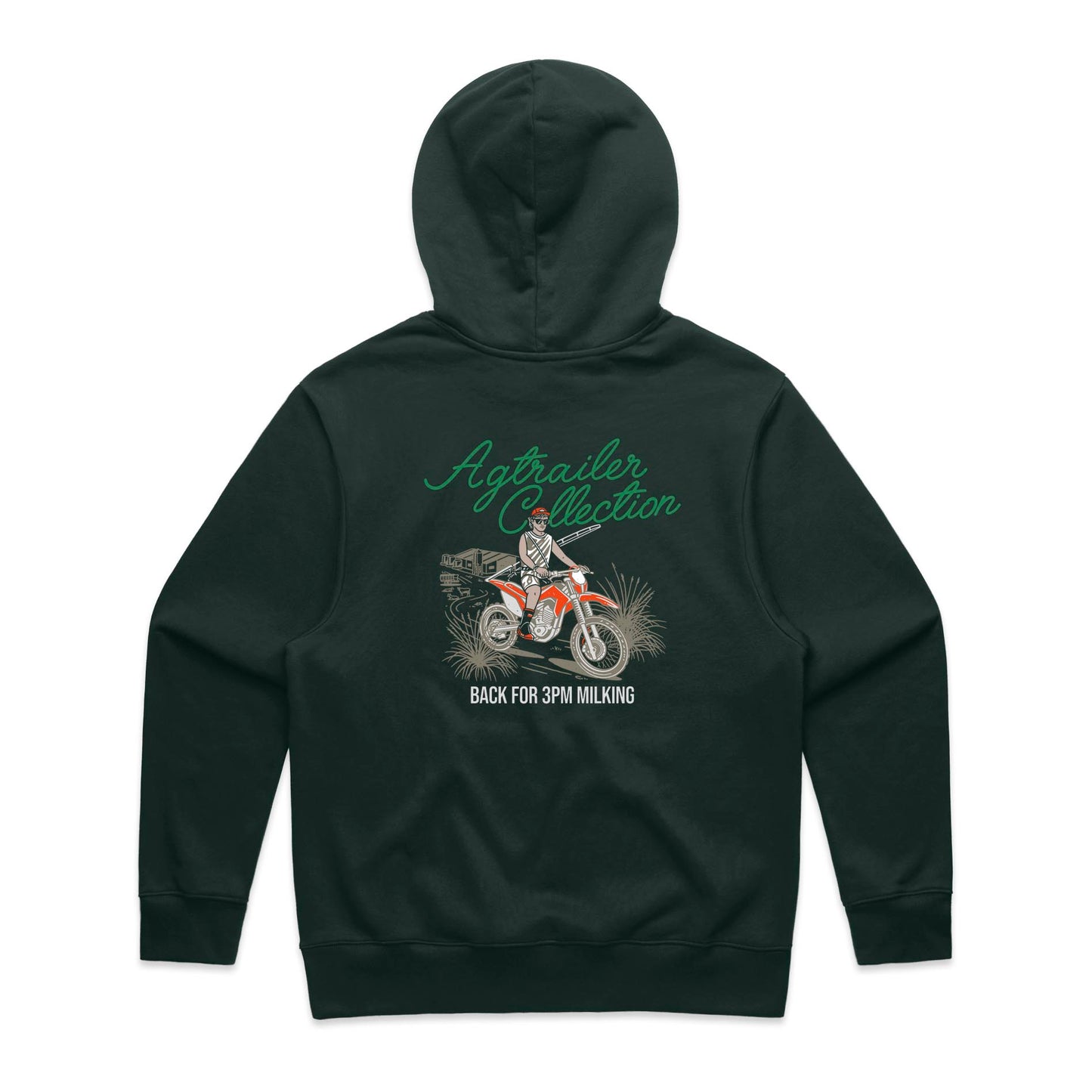 MEN'S FIT Heavy Hoodie -Pine Green (Back for 3PM Milking)